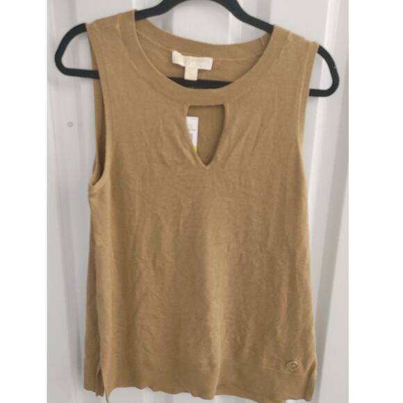 Michael Kors Top Sleeveless Keyhole Cutout Medium Dark Camel NWT - Picture 1 of 6
